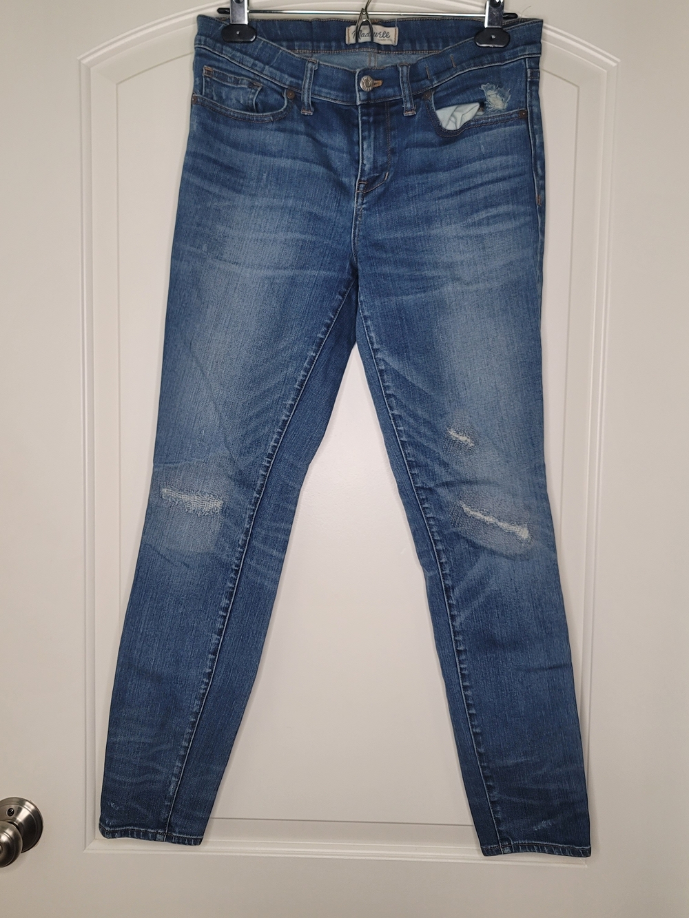 Madewell Blue Skinny Distressed Jeans